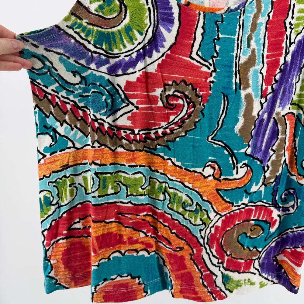 Vintage Additions by Chico's Colorful Abstract Print Sleeveless Top, Women's XL - Picture 3 of 6
